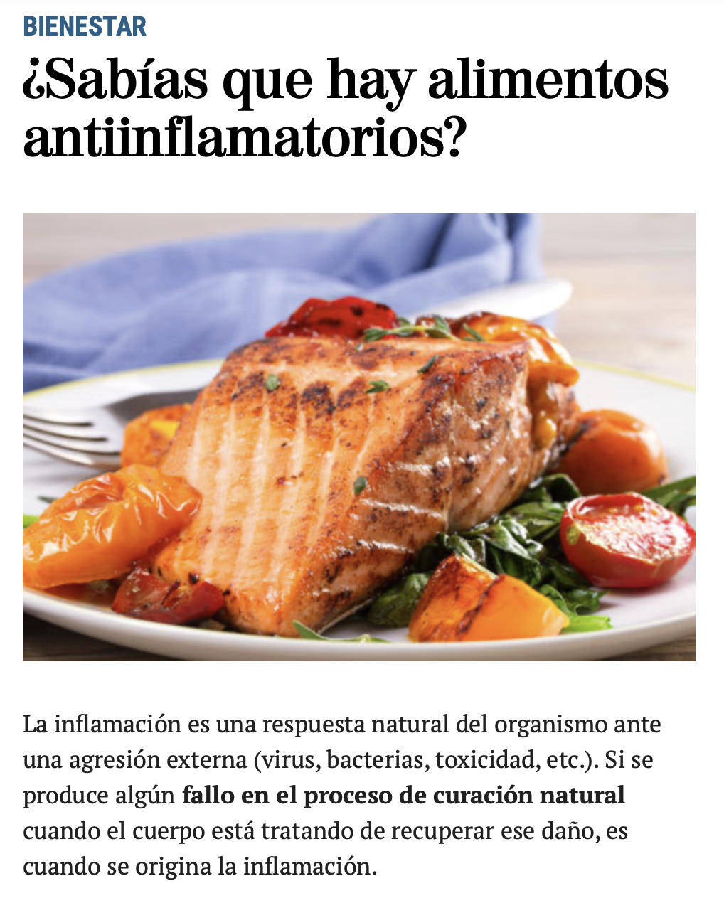 ¿Sabías que hay alimentos antiinflamatorios?